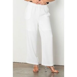 IC By Connie K Wide Leg Pull On Pants Plus Size 2X White Lagenlook Beachy Resort